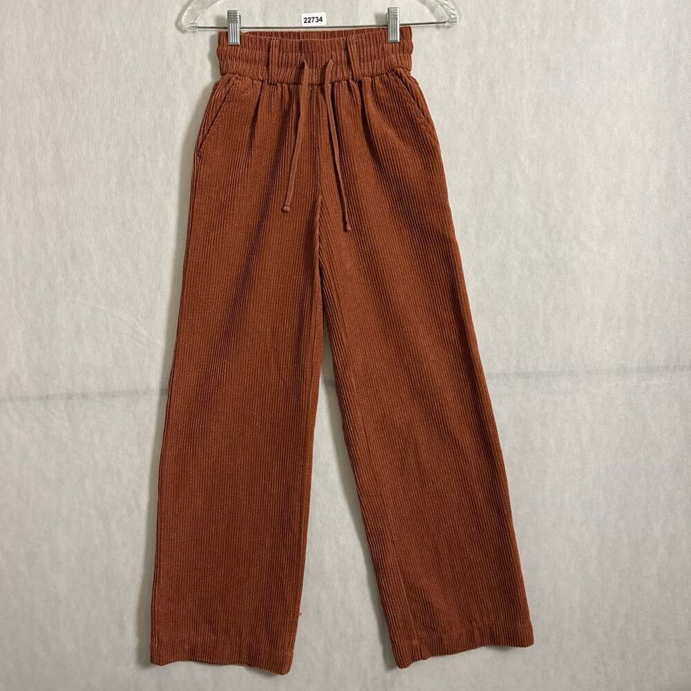 BDG Women's Size XXS Brown Corduroy Wide Leg Elastic Waist Drawstring Pants